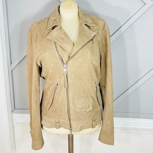 All Saints Beige Leather Biker Jacket